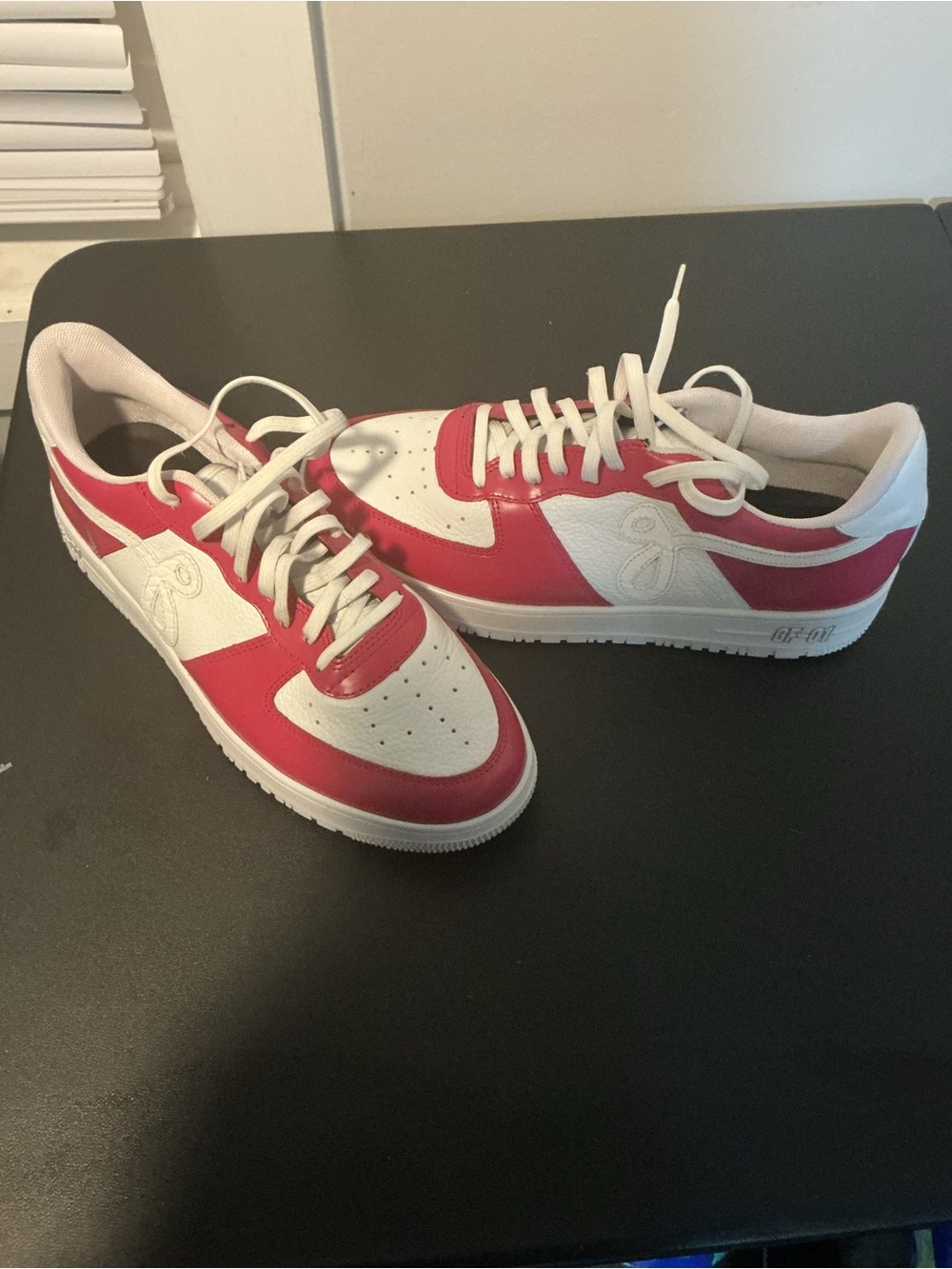 Red and White Low-Top Men’s Sneakers